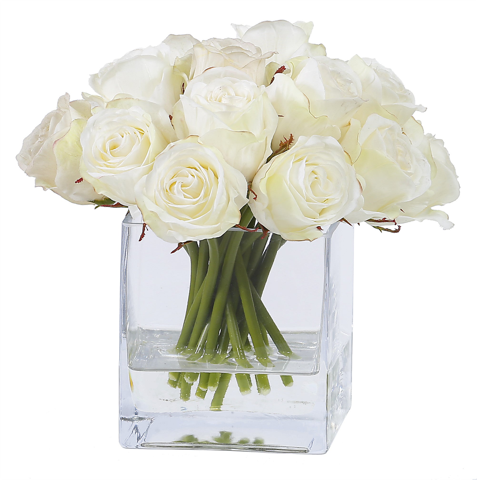 Real Touch Pink Roses Arrangement Square Glass – Flovery