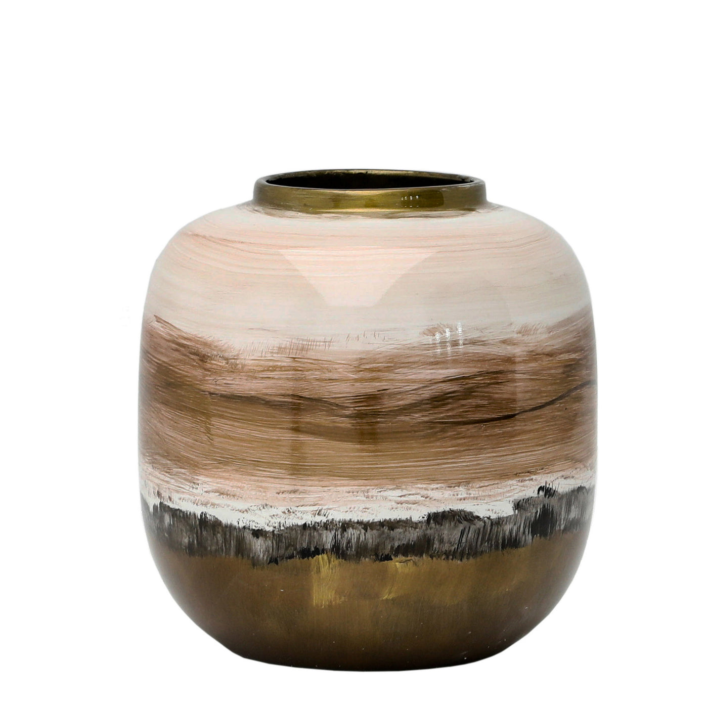 unique hand painted porcelain vase blends natural tones of brown, gold, and beige, hand painted and enhances any space, bringing luxury and elegance to any room.