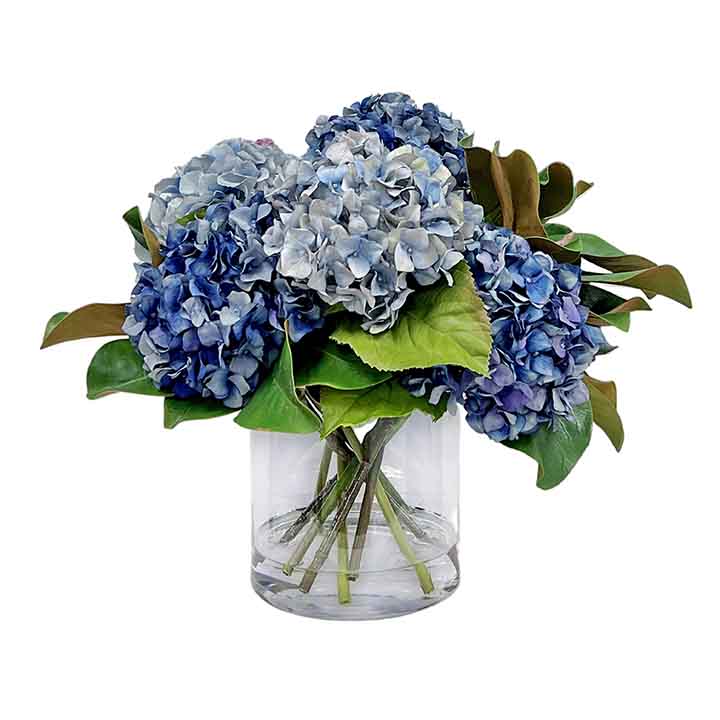 Blue Hydrangea in Glass 17"