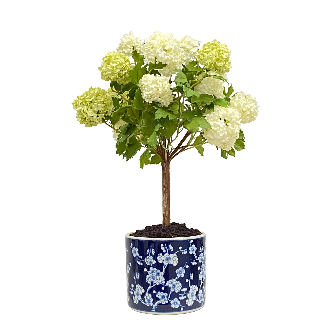 High-quality luxury faux snowball in plum blossom pot made to resemble nature