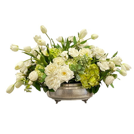 High-Quality Luxury Rose Tulip Centerpiece in Silver Vase