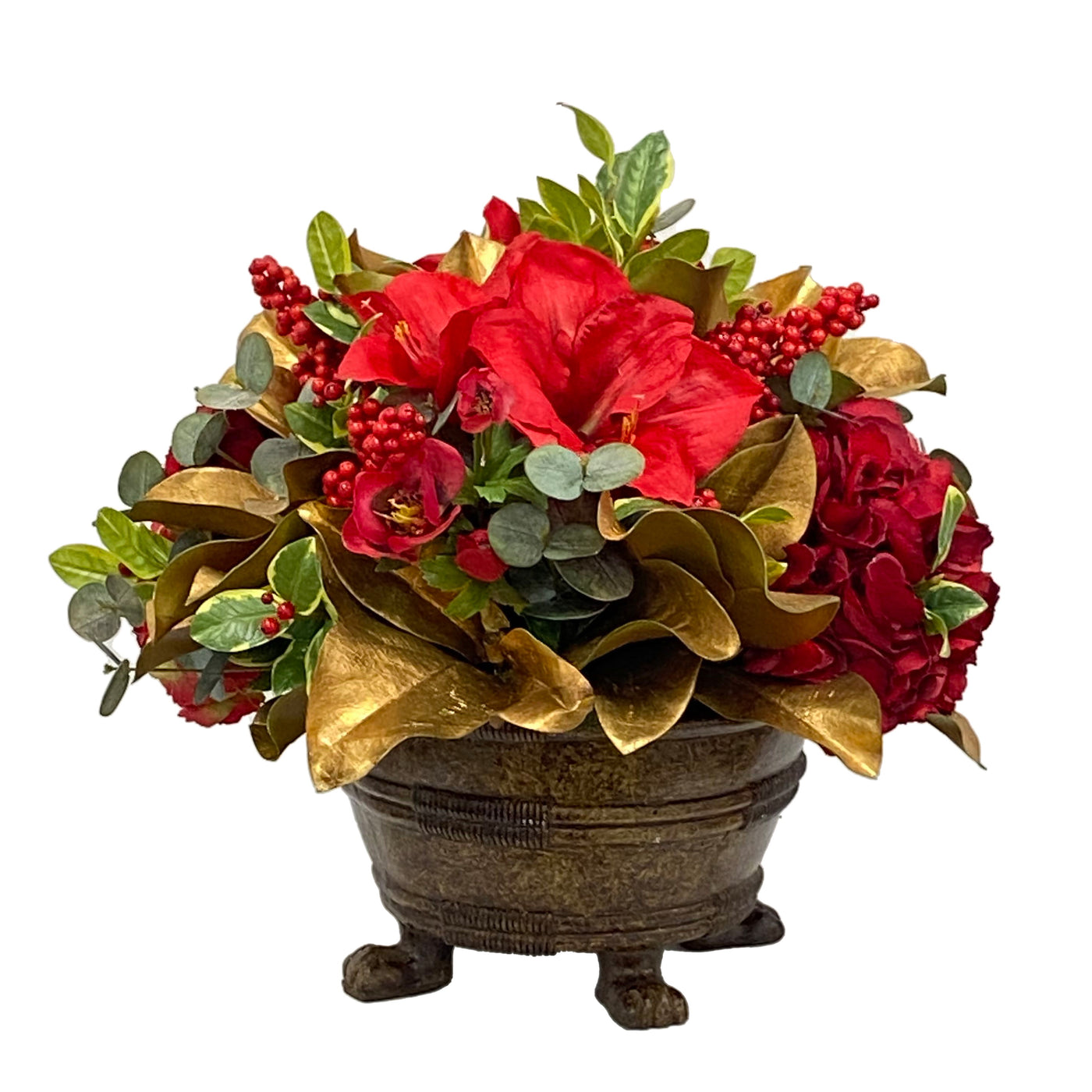 luxury faux amaryllis arrangement holiday table centerpiece decor